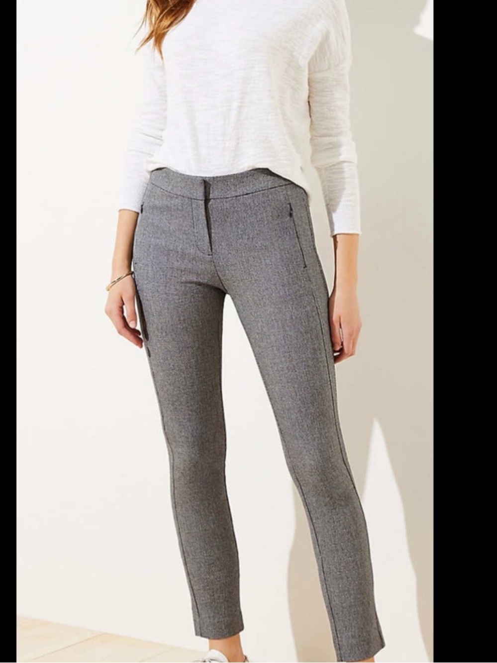 LOFT Gray Skinny Ponte high waist Ankle Pants